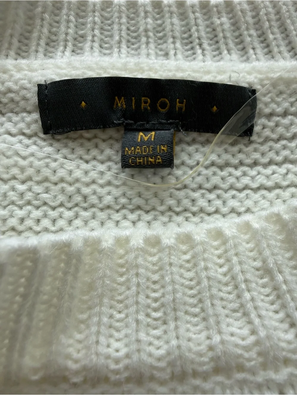 MIROH Striped Chunky Knit Sweater Cream Black Oversized Pullover M